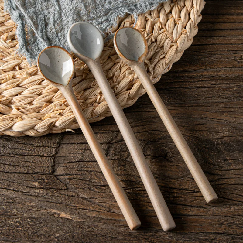 Vintage Collectible Spoons - Cuchara pequeña de cerámica japonesa Vintage,