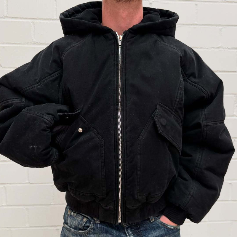 Vintage Zip Hoodie - Chaqueta Bomber de lona de gran
