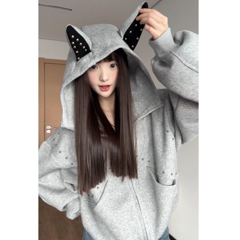 Vintage Zip Hoodie - Sudadera con capucha Y2K vintage con